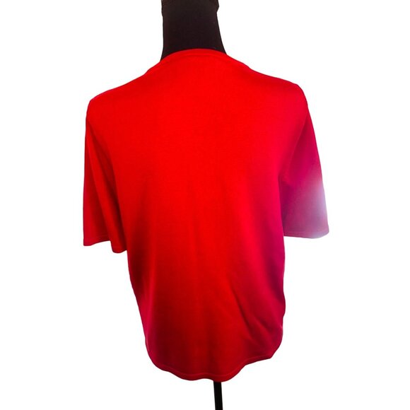 Pendleton Red Orange Silk Short Sleeve Knit Pullover Shirt Sweater Size L Luxury - Picture 2 of 7